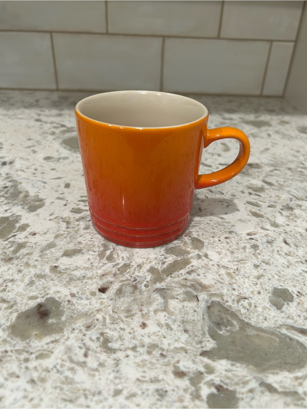 Le Creuset Orange Gradient Ceramic 12 Ounce Coffee Mug - Vibrant Home Dining Cup